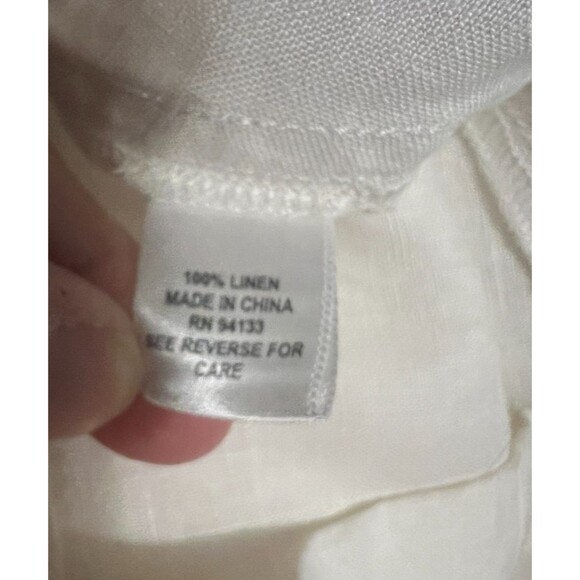 Debra DeRoo Wht Pleated Super Wide Leg Linen Pant Size L Beachy Breezy Flowy - Picture 12 of 13